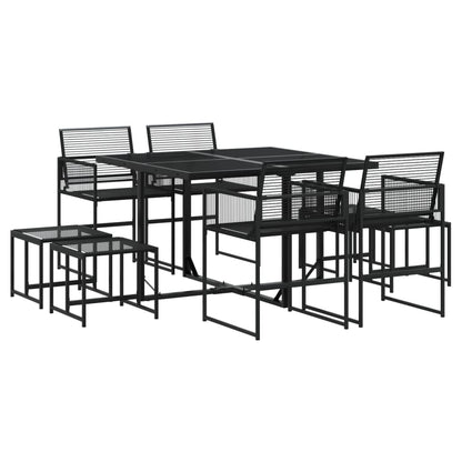 Set da Pranzo da Giardino 9 pz Nero in Polyrattan