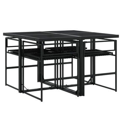 Set da Pranzo da Giardino 5 pz Nero con Cuscini in Polyrattan | homemem39