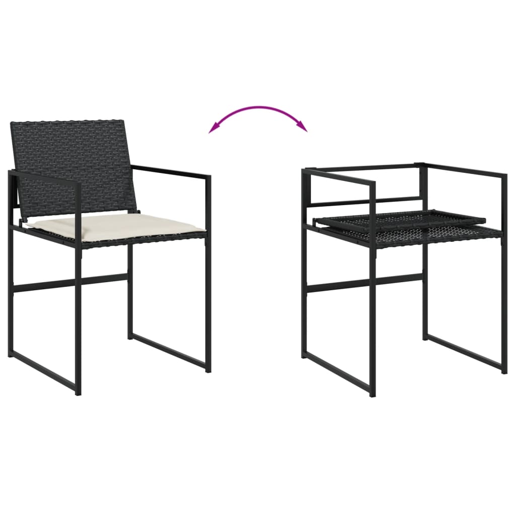 Set da Pranzo da Giardino 5 pz Nero con Cuscini in Polyrattan | homemem39