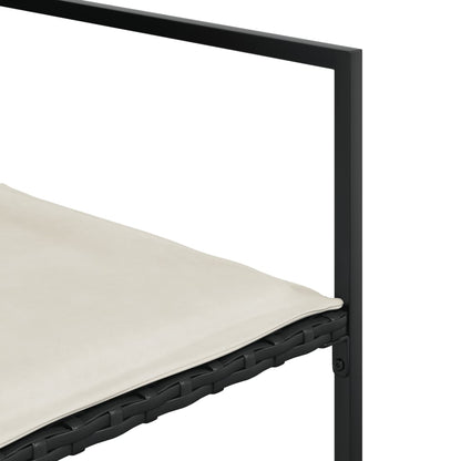 Set da Pranzo da Giardino 9 pz con Cuscini Nero in Polyrattan - homemem39