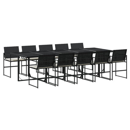 Set da Pranzo da Giardino 11 pz con Cuscini in Polyrattan Nero - homemem39