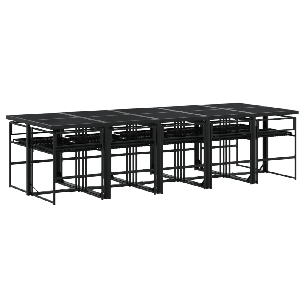 Set da Pranzo da Giardino 11 pz con Cuscini in Polyrattan Nero - homemem39