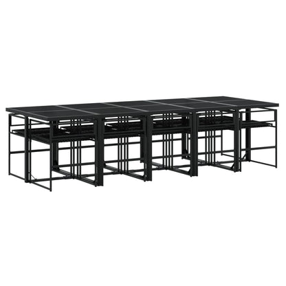 Set da Pranzo da Giardino 11 pz con Cuscini in Polyrattan Nero - homemem39