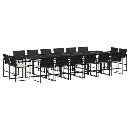 Set da Pranzo da Giardino 17 pz con Cuscini Nero in Polyrattan - homemem39