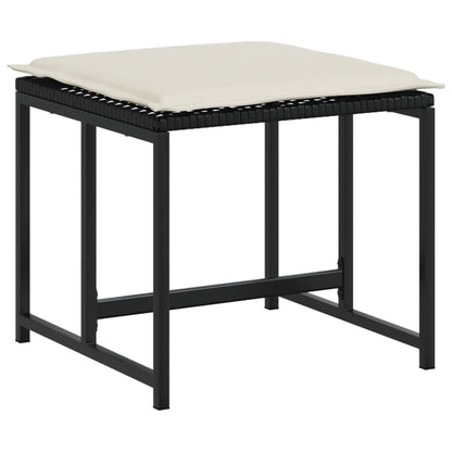 Set da Pranzo da Giardino 9 pz con Cuscini Nero in Polyrattan | homemem39