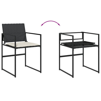 Set da Pranzo da Giardino 9 pz con Cuscini Nero in Polyrattan | homemem39