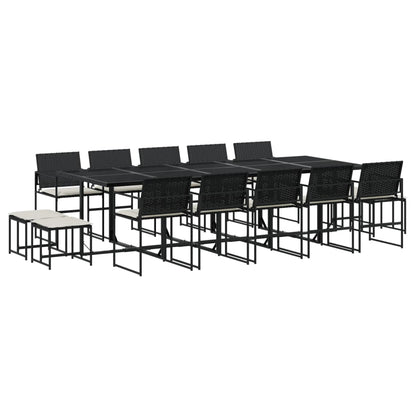 Set da Pranzo da Giardino 15 pz con Cuscini Nero in Polyrattan - homemem39
