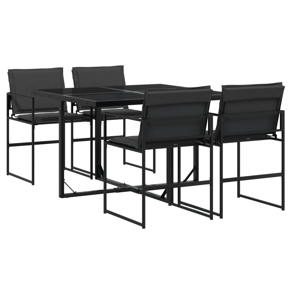 Set da Pranzo da Giardino con Cuscini Nero in Textilene | homemem39
