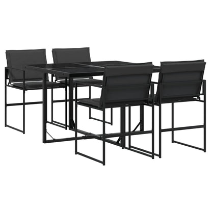 Set da Pranzo da Giardino con Cuscini Nero in Textilene | homemem39