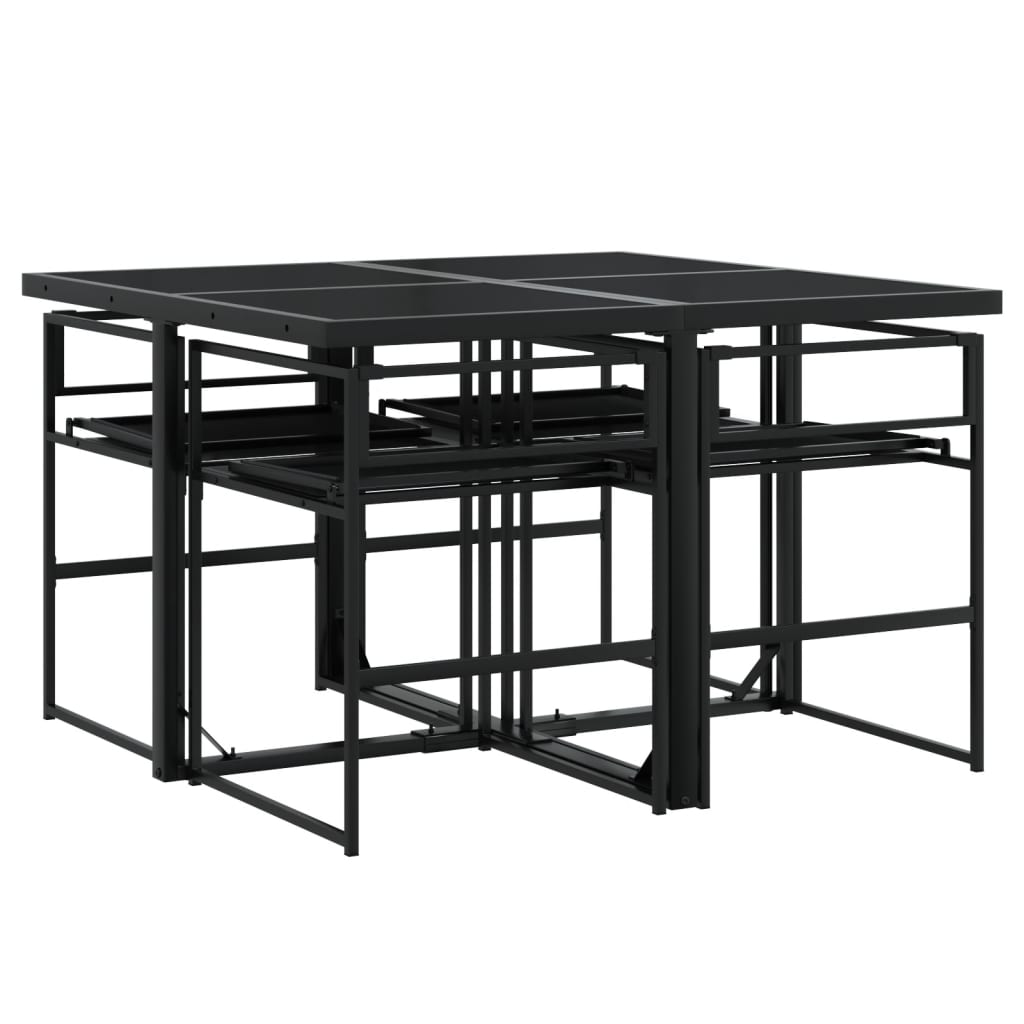 Set da Pranzo da Giardino con Cuscini Nero in Textilene | homemem39
