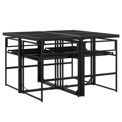 Set da Pranzo da Giardino con Cuscini Nero in Textilene | homemem39