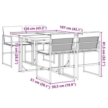 Set da Pranzo da Giardino con Cuscini Nero in Textilene | homemem39