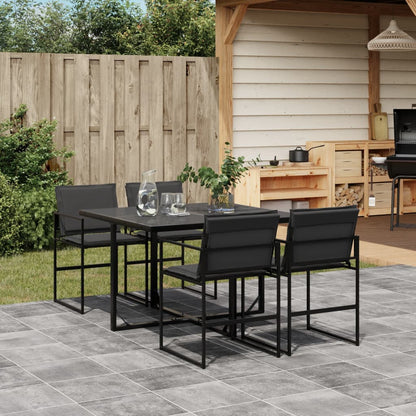 Set da Pranzo da Giardino con Cuscini Nero in Textilene | homemem39