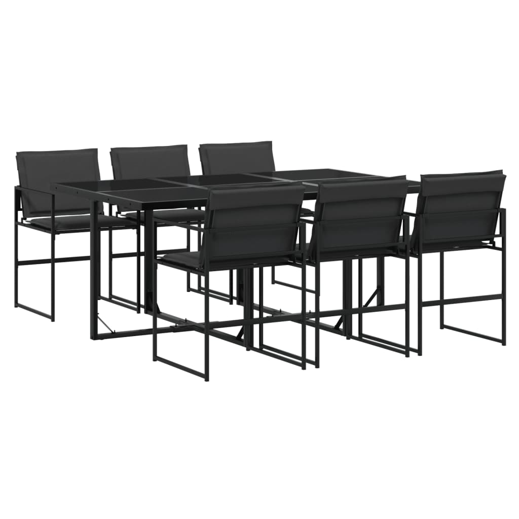 Set da Pranzo da Giardino 7 pz con Cuscini Nero in Textilene | homemem39