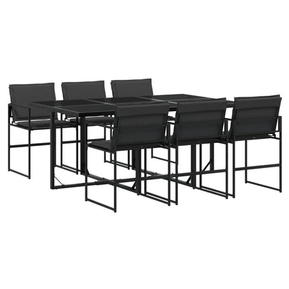 Set da Pranzo da Giardino 7 pz con Cuscini Nero in Textilene | homemem39