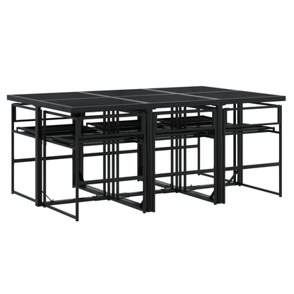 Set da Pranzo da Giardino 7 pz con Cuscini Nero in Textilene | homemem39