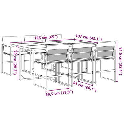 Set da Pranzo da Giardino 7 pz con Cuscini Nero in Textilene | homemem39