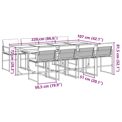 Set da Pranzo da Giardino 9 pz con Cuscini Nero in Textilene | homemem39