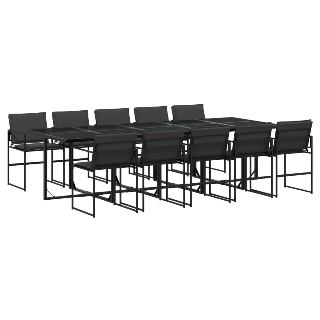 Set da Pranzo da Giardino 11 pz con Cuscini Nero in Textilene | homemem39