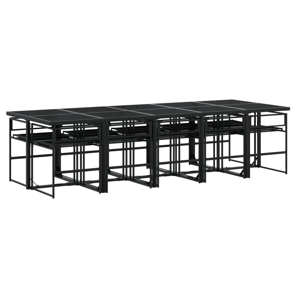 Set da Pranzo da Giardino 11 pz con Cuscini Nero in Textilene | homemem39