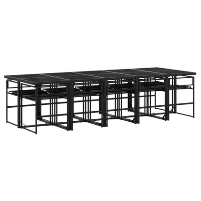 Set da Pranzo da Giardino 11 pz con Cuscini Nero in Textilene | homemem39