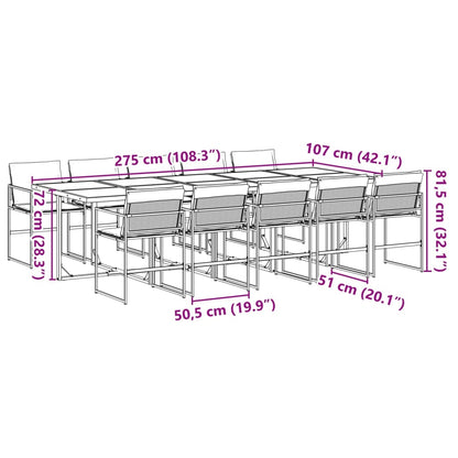 Set da Pranzo da Giardino 11 pz con Cuscini Nero in Textilene | homemem39