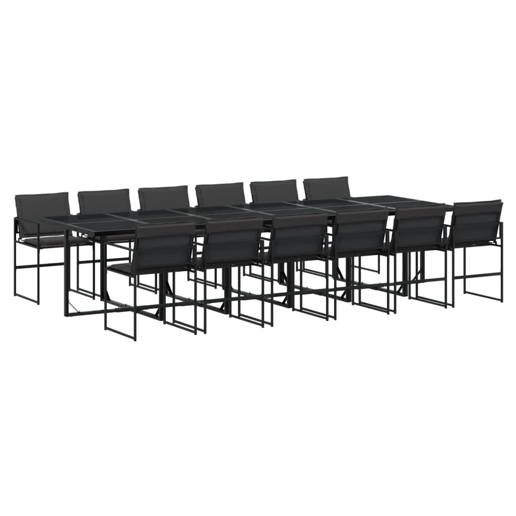 Set da Pranzo da Giardino 13 pz con Cuscini Nero in Textilene | homemem39