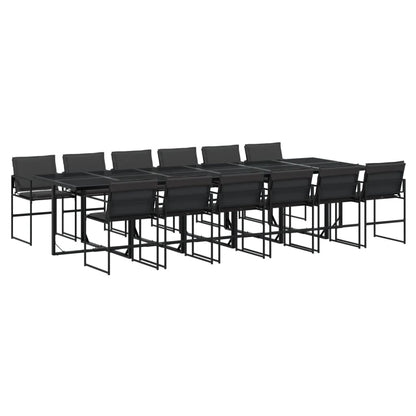 Set da Pranzo da Giardino 13 pz con Cuscini Nero in Textilene | homemem39