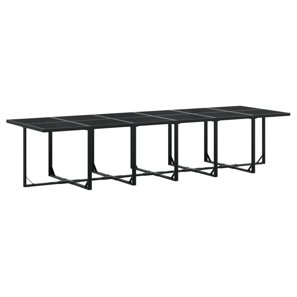 Set da Pranzo da Giardino 13 pz con Cuscini Nero in Textilene | homemem39