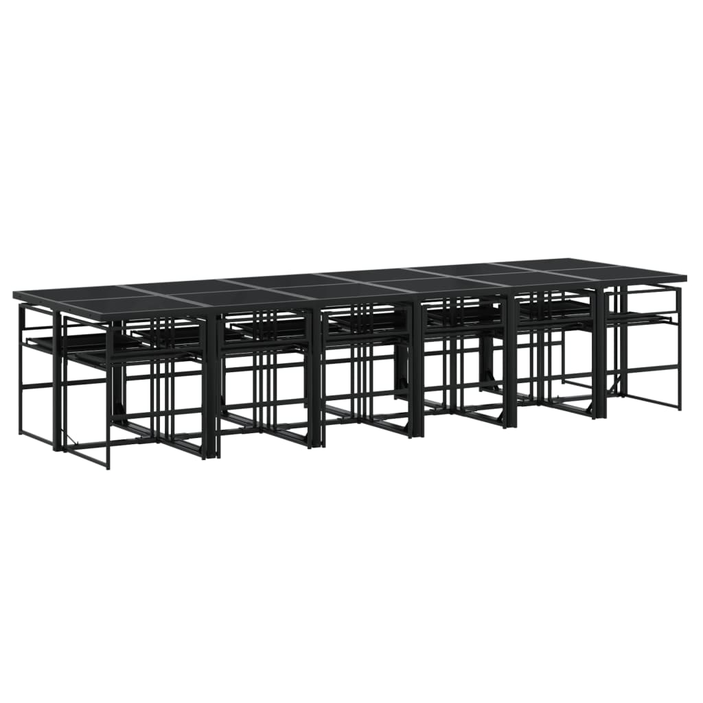 Set da Pranzo da Giardino 13 pz con Cuscini Nero in Textilene | homemem39