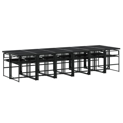Set da Pranzo da Giardino 13 pz con Cuscini Nero in Textilene | homemem39