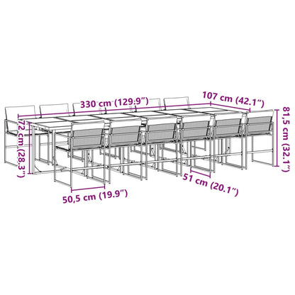 Set da Pranzo da Giardino 13 pz con Cuscini Nero in Textilene | homemem39