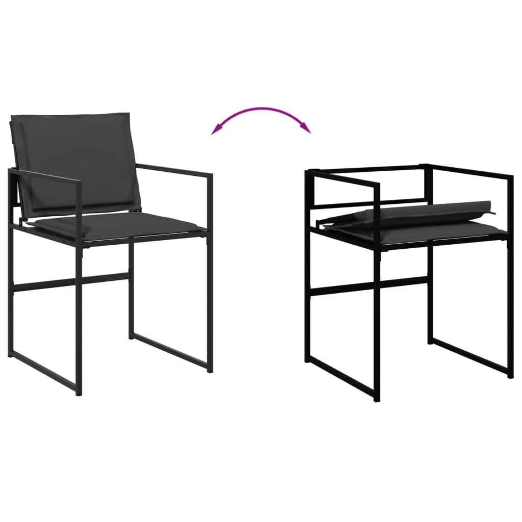 Set da Pranzo da Giardino 9 pz con Cuscini Nero in Textilene | homemem39