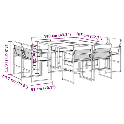 Set da Pranzo da Giardino 9 pz con Cuscini Nero in Textilene | homemem39