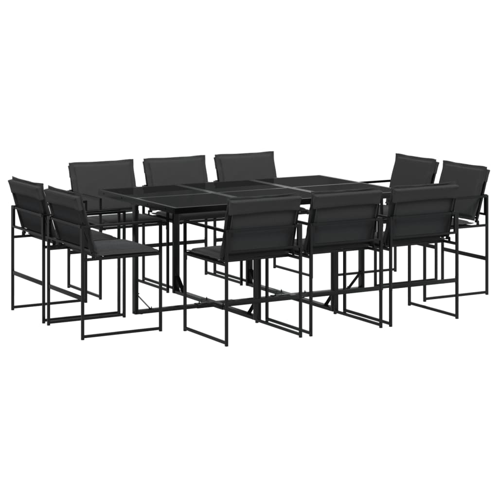 Set da Pranzo da Giardino 11 pz con Cuscini Nero in Textilene | homemem39