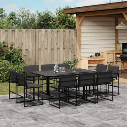 Set da Pranzo da Giardino 11 pz con Cuscini Nero in Textilene | homemem39