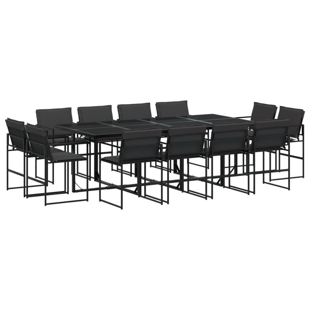 Set da Pranzo da Giardino 13 pz con Cuscini Nero in Textilene | homemem39