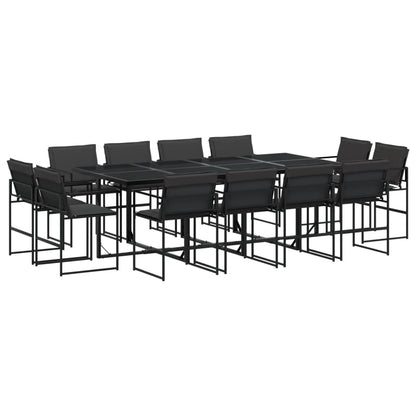 Set da Pranzo da Giardino 13 pz con Cuscini Nero in Textilene | homemem39