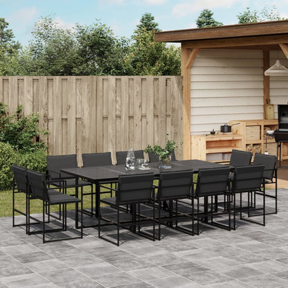 Set da Pranzo da Giardino 13 pz con Cuscini Nero in Textilene | homemem39