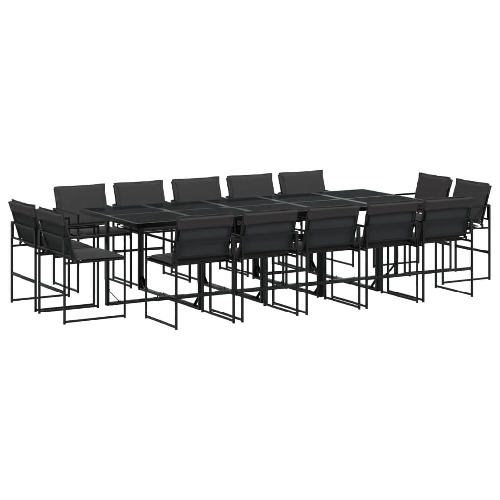Set da Pranzo da Giardino 15 pz con Cuscini Nero in Textilene | homemem39