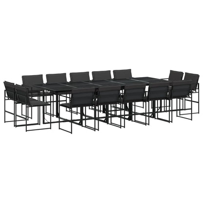 Set da Pranzo da Giardino 15 pz con Cuscini Nero in Textilene | homemem39