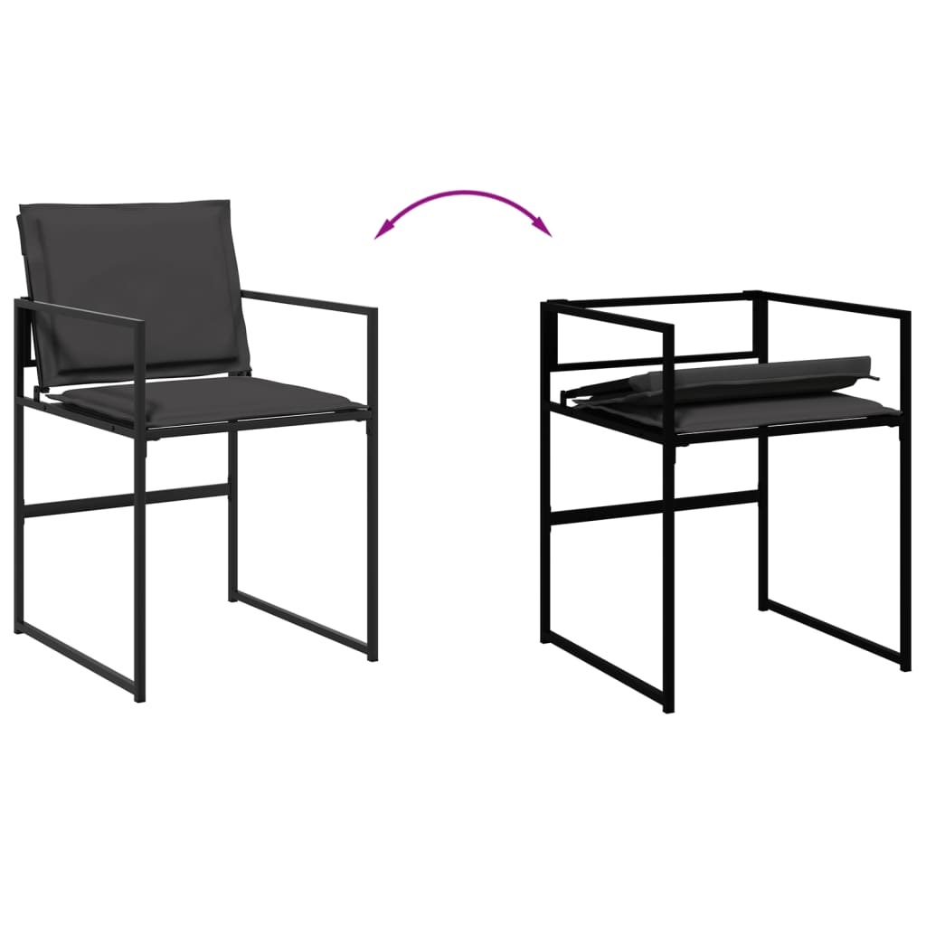 Set da Pranzo da Giardino 15 pz con Cuscini Nero in Textilene | homemem39