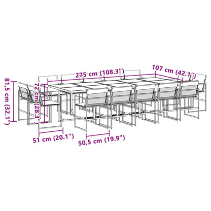 Set da Pranzo da Giardino 15 pz con Cuscini Nero in Textilene | homemem39