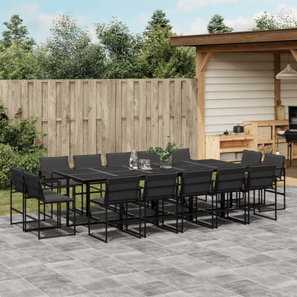 Set da Pranzo da Giardino 15 pz con Cuscini Nero in Textilene | homemem39