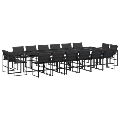 Set da Pranzo da Giardino 17 pz con Cuscini Nero in Textilene | homemem39