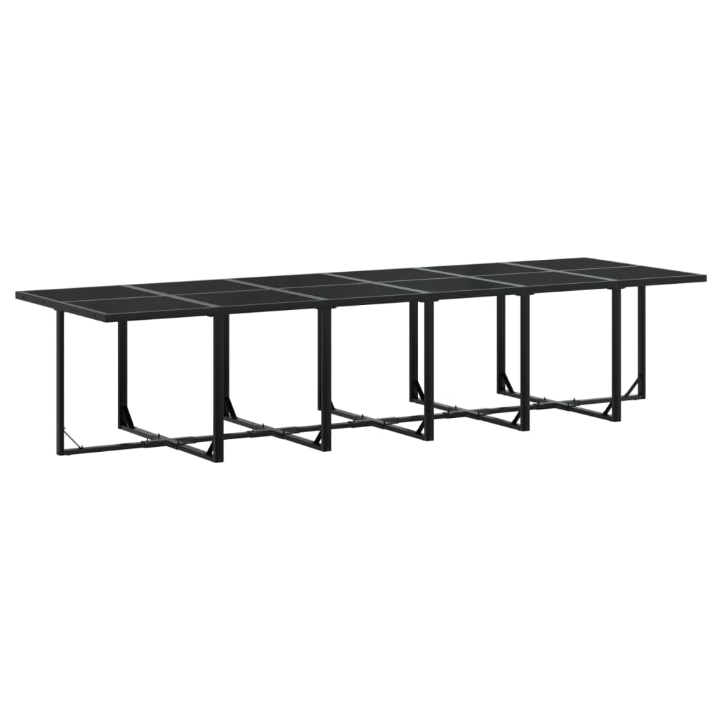 Set da Pranzo da Giardino 17 pz con Cuscini Nero in Textilene | homemem39
