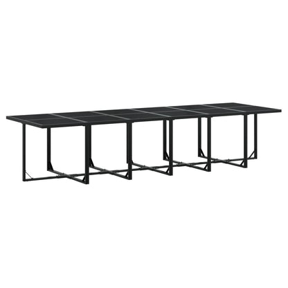 Set da Pranzo da Giardino 17 pz con Cuscini Nero in Textilene | homemem39