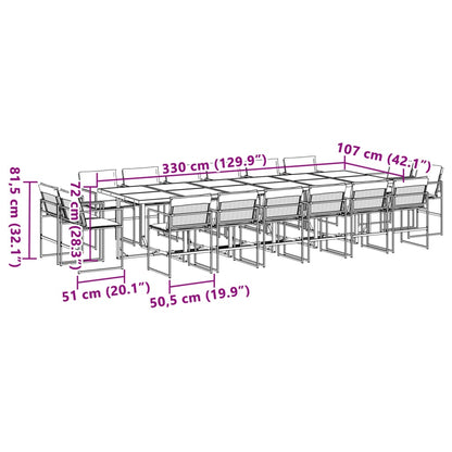 Set da Pranzo da Giardino 17 pz con Cuscini Nero in Textilene | homemem39
