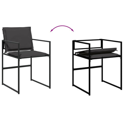 Set da Pranzo da Giardino 9 pz con Cuscini Nero in Textilene | homemem39