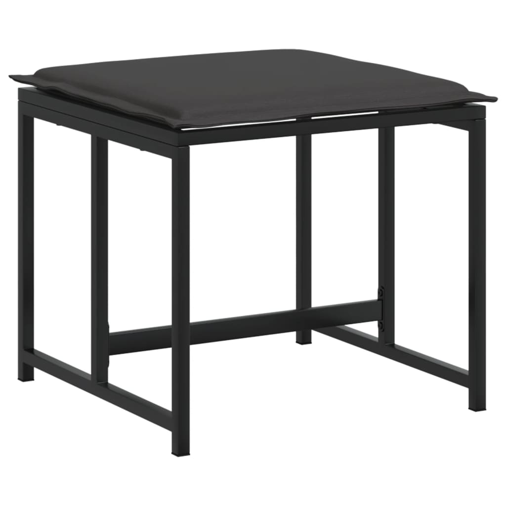 Set da Pranzo da Giardino 11 pz con Cuscini Nero in Textilene | homemem39